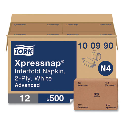 Picture of Xpressnap Interfold Dispenser Napkins, 2-Ply, 6.5 x 8.5, White, 500/Pack, 12 Packs/Carton