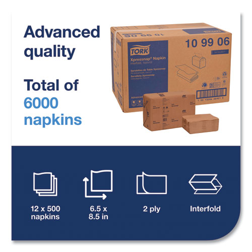 Picture of Xpressnap Interfold Dispenser Napkins, 2-Ply, 6.5 x 8.5, Natural, 500/Pack, 12 Packs/Carton