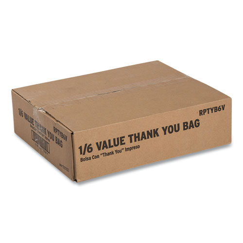 Picture of Thank You Bags, Thank You - Have a Nice Day Labeling, Cut-Out Handles, 11.5" x 20" x 20", White/Red, 775/Carton