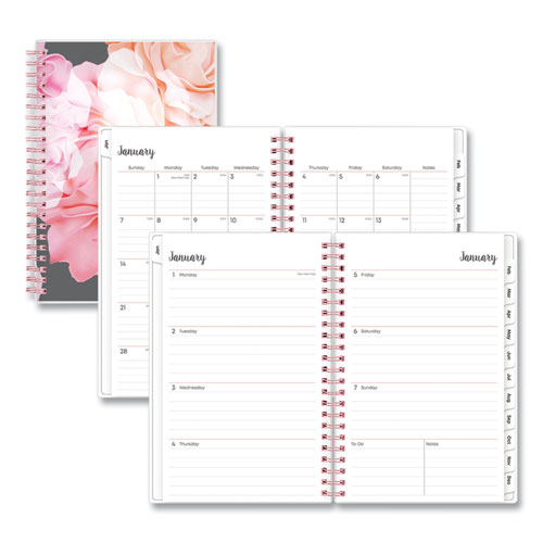 Picture of Joselyn Weekly/Monthly Planner, Joselyn Floral Artwork, 8 x 5, Pink/Peach/Black Cover, 12-Month (Jan to Dec): 2024