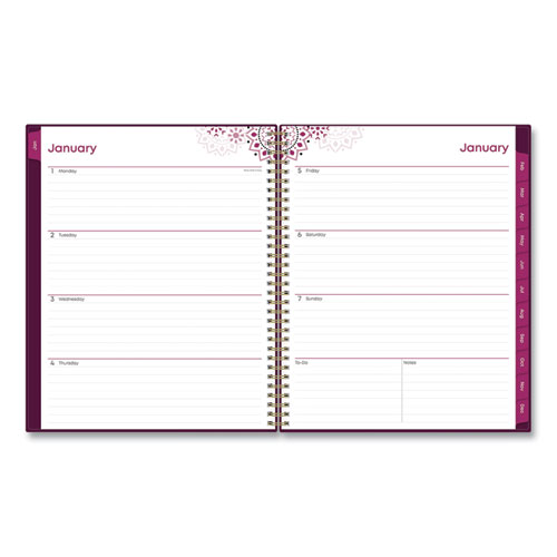 Picture of Gili Weekly/Monthly Planner, Jewel Tone Artwork, 11 x 8.5, Plum Cover, 12-Month (Jan to Dec): 2025