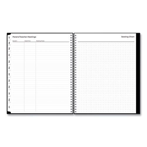 Picture of Teacher's Solid Black Weekly/Monthly Lesson Planner, 2024 to 2025, Nine Classes, Black Cover, (144) 11 x 8.5 Pages
