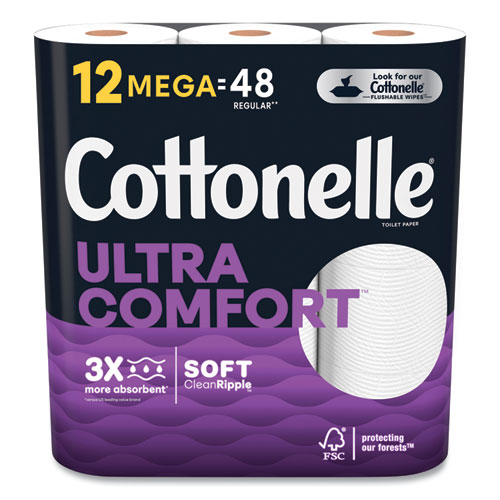 Ultra+ComfortCare+Toilet+Paper%2C+Soft+Tissue%2C+Mega+Rolls%2C+Septic+Safe%2C+2-Ply%2C+White%2C+284%2FRoll%2C+12+Rolls%2FPack%2C+48+Rolls%2FCarton