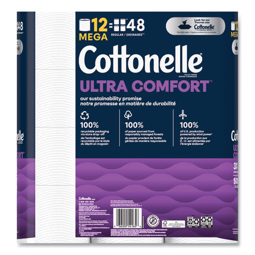 Picture of Ultra ComfortCare Toilet Paper, Soft Tissue, Mega Rolls, Septic Safe, 2-Ply, White, 284/Roll, 12 Rolls/Pack, 48 Rolls/Carton