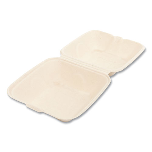 Picture of Bagasse PFAS-Free Food Containers, 1-Compartment, 6 x 6 x 3.19, Tan, Bamboo/Sugarcane, 500/Carton