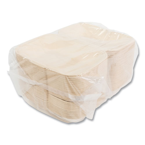 Picture of Bagasse PFAS-Free Food Containers, Hoagie/Hinged Lid, 1-Compartment, 6 x 3 x 9, Tan, Bamboo/Sugarcane, 250/Carton