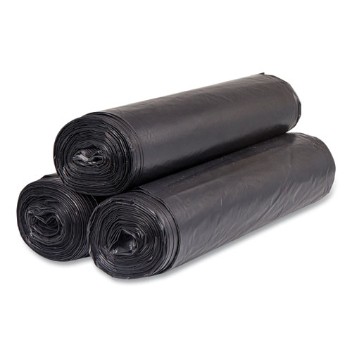 Picture of High-Density Commercial Can Liners, 56 gal, 22 mic, 43" x 48", Black, Interleaved Roll, 25 Bags/Roll, 6 Rolls/Carton