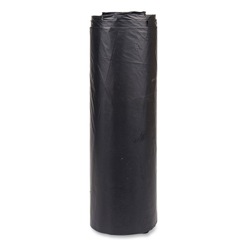 Picture of High-Density Commercial Can Liners, 56 gal, 22 mic, 43" x 48", Black, Interleaved Roll, 25 Bags/Roll, 6 Rolls/Carton