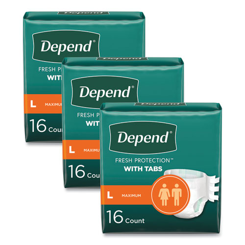 Picture of Incontinence Protection with Tabs, 35" to 49" Waist, 16/Pack, 3 Packs/Carton