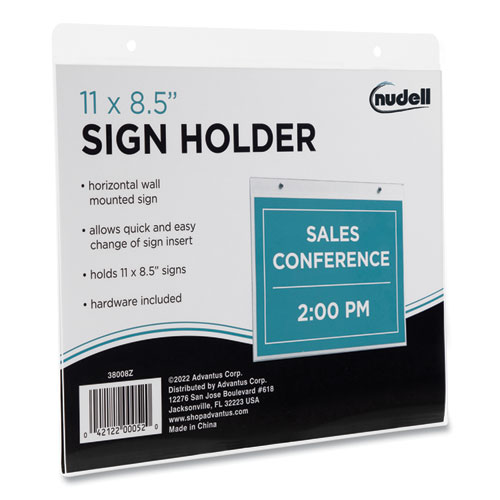 Picture of Clear Plastic Horizontal-Orientation Wall Sign Holder with Mounting Screws, Quick-Change Insert System, 11 x 8.5 Insert