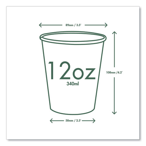 Picture of 89-Series Hot Cup, Compostable, 12 oz, White/Green, 1,000/Carton