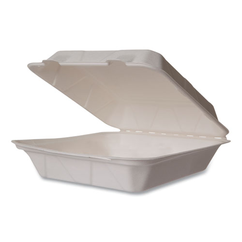 Picture of Nourish Molded Fiber Takeout Containers, 5 x 9 x 2, White, Sugarcane, 200/Carton