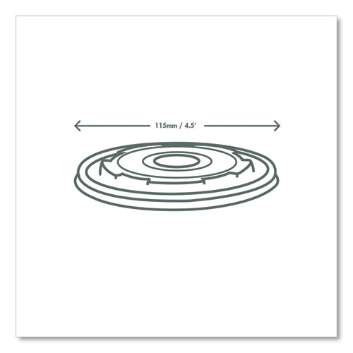 Picture of 115-Series Flat Hot Lids, Compostable, For Use With 115-Series Soup Containers, White, Plastic, 500/Carton