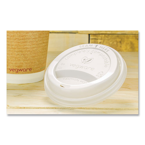 Picture of 89 Series Hot Cup Lids, Compostable, Fits 89-Series Hot Cups, White, 1,000/Carton