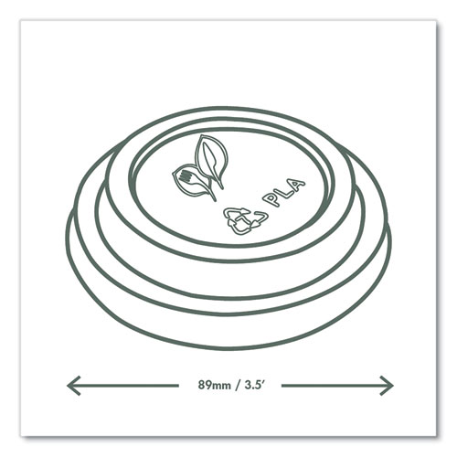 Picture of 89 Series Hot Cup Lids, Compostable, Fits 89-Series Hot Cups, White, 1,000/Carton