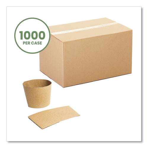 Picture of Kraft Hot Cup Sleeves, Compostable, Fits Vegware 89-Series Hot Cups, Kraft, 1,000/Carton