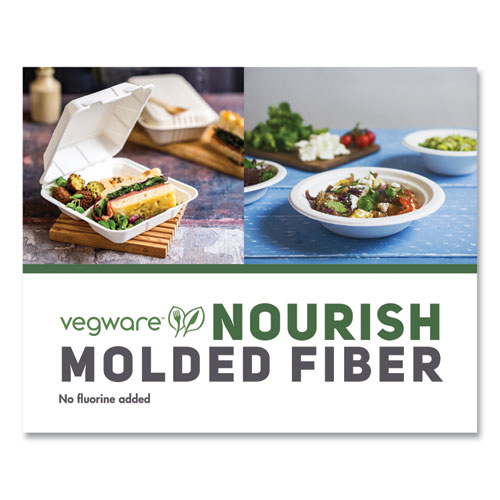 Picture of Nourish Molded Fiber Takeout Containers, Compostable, 9 x 9 x 3, Natural, Sugarcane, 200/Carton