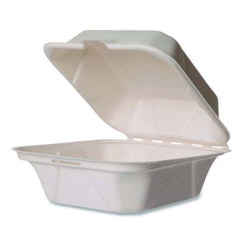 Picture of Nourish Molded Fiber Takeout Containers, 5.9 x 5.9 x 2.9, White, Sugarcane, 400/Carton