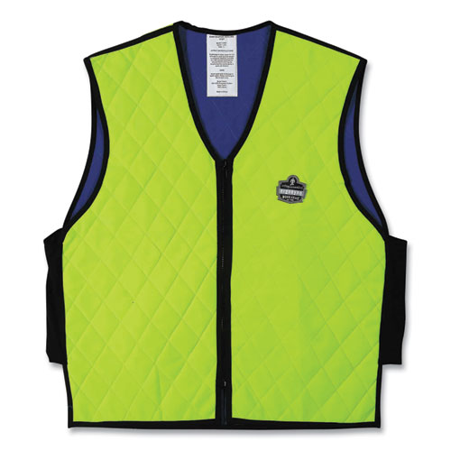 Picture of Chill-Its 6665 Embedded Polymer Cooling Vest with Zipper, Nylon/Polymer, Large, Lime, Ships in 1-3 Business Days