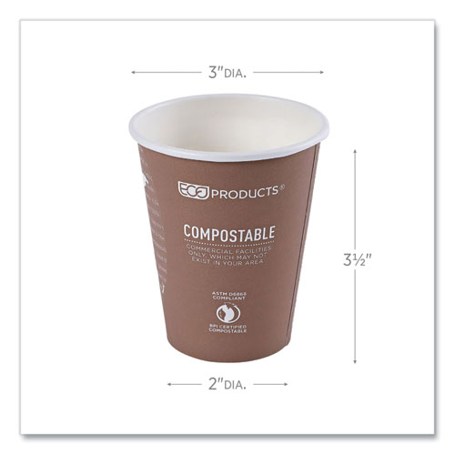 Picture of World Art Renewable and Compostable Hot Cups, 8 oz, Brown/White, 50/Pack