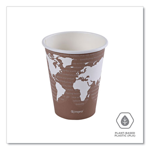 Picture of World Art Renewable and Compostable Hot Cups, 8 oz, Brown/White, 50/Pack