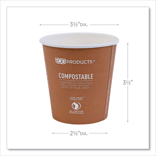 Picture of World Art Renewable and Compostable Hot Cups, 10 oz, Gray, 50/Pack, 20 Packs/Carton