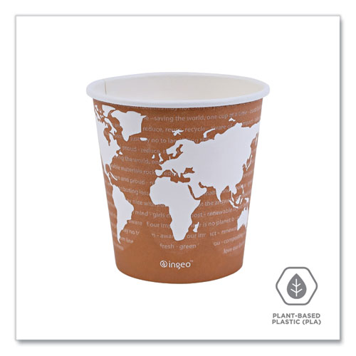 Picture of World Art Renewable and Compostable Hot Cups, 10 oz, Gray, 50/Pack, 20 Packs/Carton