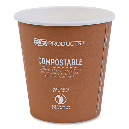 Picture of World Art Renewable and Compostable Hot Cups, 10 oz, Gray, 50/Pack, 20 Packs/Carton