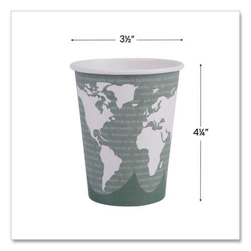 Picture of World Art Renewable and Compostable Hot Cups, 12 oz, Gray, 50/Pack, 20 Packs/Carton