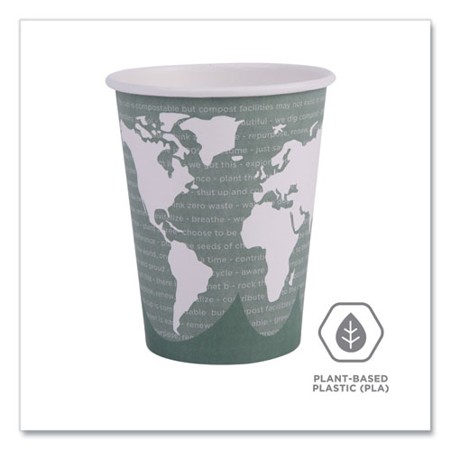 Picture of World Art Renewable and Compostable Hot Cups, 12 oz, Gray, 50/Pack, 20 Packs/Carton
