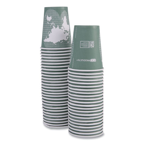 Picture of World Art Renewable and Compostable Hot Cups, 12 oz, Gray, 50/Pack, 20 Packs/Carton
