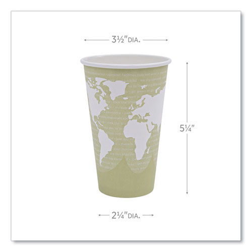 Picture of World Art Renewable and Compostable Hot Cups, 16 oz, Moss, 50/Pack