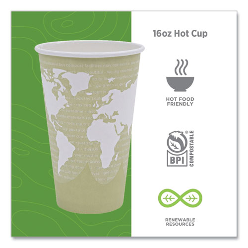 Picture of World Art Renewable and Compostable Hot Cups, 16 oz, Moss, 50/Pack