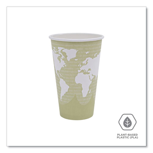 Picture of World Art Renewable and Compostable Hot Cups, 16 oz, Moss, 50/Pack