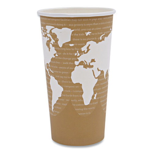 Picture of World Art Renewable and Compostable Hot Cups, 20 oz, 50/Pack, 20 Packs/Carton