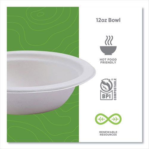 Picture of Vanguard Renewable and Compostable Sugarcane Bowls, 12 oz, White, 1,000/Carton