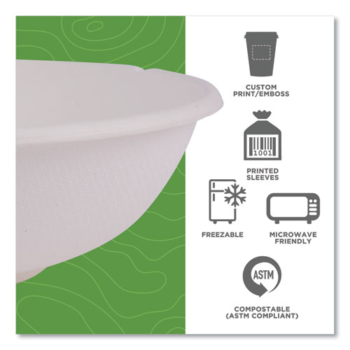 Picture of Renewable Molded Fiber Bowls, 24 oz, Natural White, 50/Pack, 8 Packs/Carton