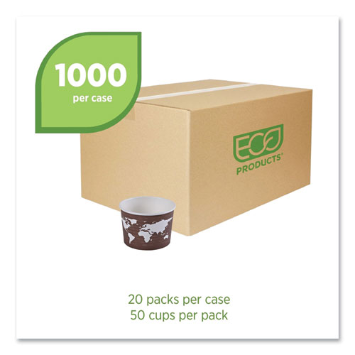 Picture of World Art Renewable and Compostable Food Container, 8 oz, 3.04 Diameter x 2.3 h, Brown, Paper, 50/Pack, 20 Packs/Carton