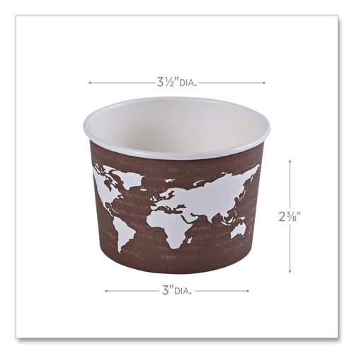 Picture of World Art Renewable and Compostable Food Container, 8 oz, 3.04 Diameter x 2.3 h, Brown, Paper, 50/Pack, 20 Packs/Carton