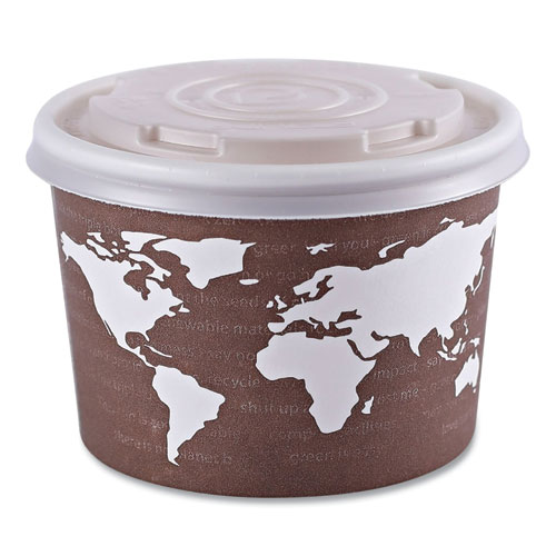 Picture of World Art Renewable and Compostable Food Container, 8 oz, 3.04 Diameter x 2.3 h, Brown, Paper, 50/Pack, 20 Packs/Carton