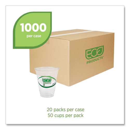 Picture of GreenStripe Renewable and Compostable Cold Cups, 12 oz, Clear, 50/Pack, 20 Packs/Carton