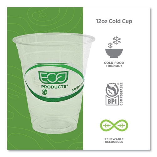 Picture of GreenStripe Renewable and Compostable Cold Cups, 12 oz, Clear, 50/Pack, 20 Packs/Carton