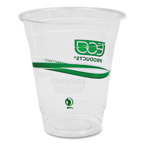 Picture of GreenStripe Renewable and Compostable Cold Cups, 12 oz, Clear, 50/Pack, 20 Packs/Carton