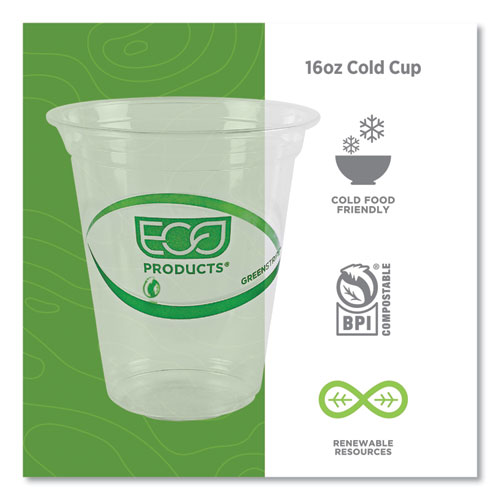 Picture of GreenStripe Renewable and Compostable Cold Cups Convenience Pack, Clear, 16 oz, 50/Pack
