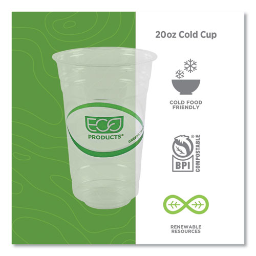 Picture of GreenStripe Renewable and Compostable Cold Cups, 20 oz, Clear, 50/Pack, 20 Packs/Carton