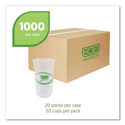 Picture of GreenStripe Renewable and Compostable PLA Cold Cups, 24 oz, Clear, 50/Pack, 20 Packs/Carton