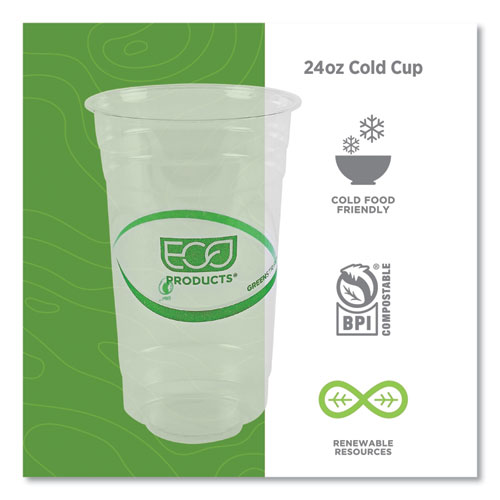 Picture of GreenStripe Renewable and Compostable PLA Cold Cups, 24 oz, Clear, 50/Pack, 20 Packs/Carton