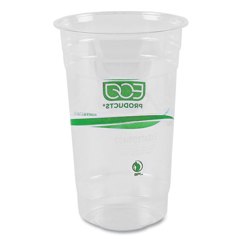 Picture of GreenStripe Renewable and Compostable PLA Cold Cups, 24 oz, Clear, 50/Pack, 20 Packs/Carton