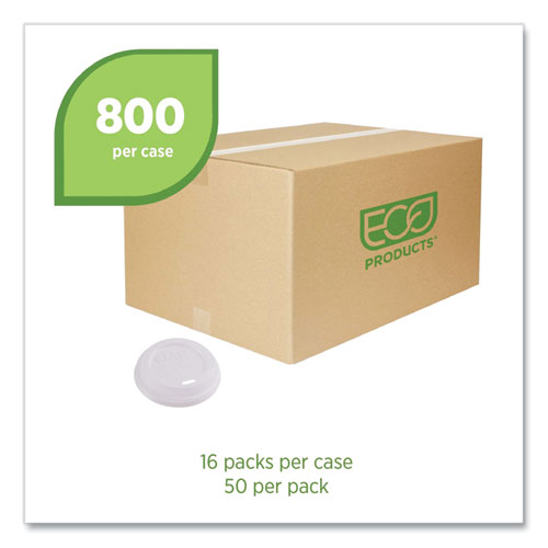 Picture of EcoLid Renewable/Compostable Hot Cup Lids, PLA, Fits 8 oz Hot Cups, 50/Packs, 16 Packs/Carton