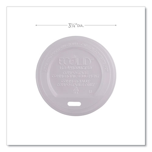 Picture of EcoLid Renewable/Compostable Hot Cup Lids, PLA, Fits 8 oz Hot Cups, 50/Packs, 16 Packs/Carton